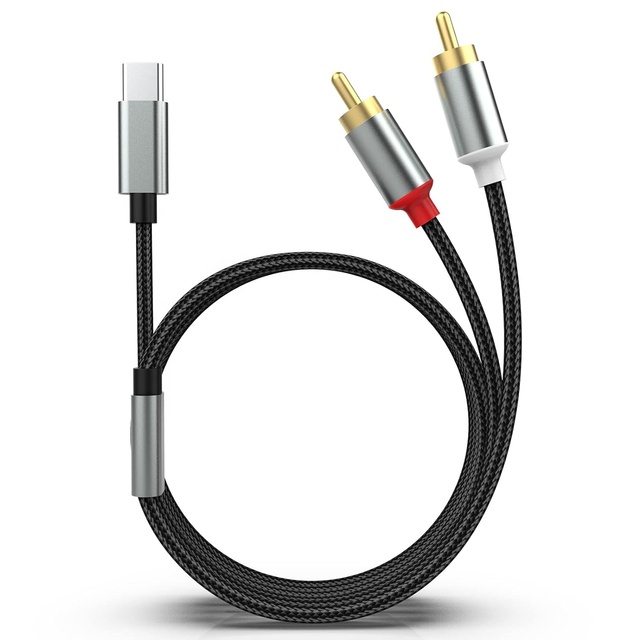 USB C to 2 RCA Audio Cable, Type-C to RCA Male Auxiliary Stereo Y RCA Splitter Cord Compatible with Home Theater, Speaker Etc