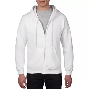 Sudaderas con capucha personalizadas para hombre, 100% algodón, con cremallera completa, bolsillos laterales, sudaderas con cremallera