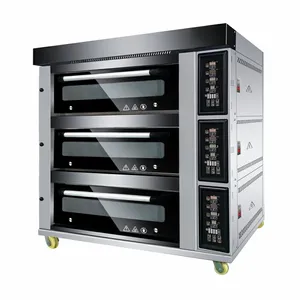 High Quality 3 Deck 12 Trays Baking Equipment Commercial Pizza Deck Oven Gas For Cakes Machine