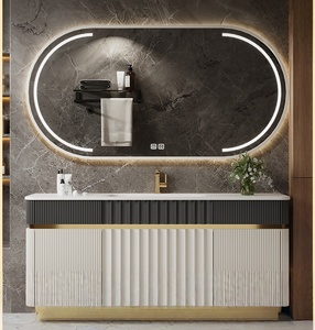 Original Design Modern Luxury Stone Seamless Basin Intelligent Mirror <b>Cabinet</b> <b>Wall</b> <b>Mounted</b> Oak Bathroom <b>Cabinet</b> - Product Image 1