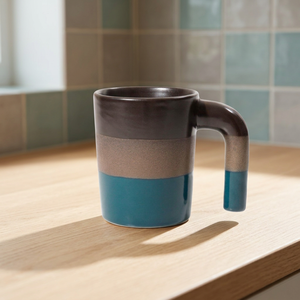 แก้วกาแฟเซรามิกเคลือบด้าน ดีไซน์สามสี น้ำตาล เทา น้ำเงิน สไตล์มินิมอล สำหรับใช้ในบ้าน - Product Image 1