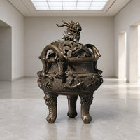 Brûle-encens antique en cuivre à motif de dragon, un objet décoratif antique de haute qualité pour la maison, raffiné et exquis.