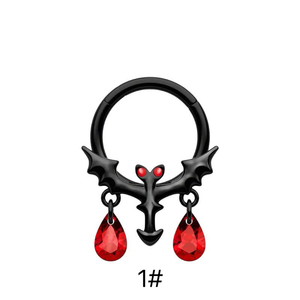 New 316L Stainless Steel Zircon <strong>Black</strong> Halloween Bat Demon Dangle Horseshoe Wedding <strong>Nose</strong> Septum Hoop Body Piercing <strong>Ring</strong> - Product Image 4