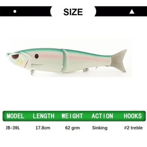 Nouvel Arrivage <span class=keywords><strong>Leurre</strong></span> de Pêche 17,8 cm 62g 2 Sections, Type Glide <span class=keywords><strong>Bait</strong></span> avec Queue Souple, Wobbler Dur, Sonnette et Mouvement Coulissant - Product Image 2