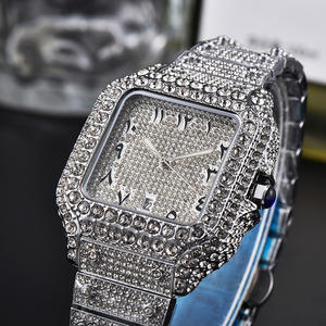 Reloj de Pulsera de Cuarzo de Acero Inoxidable de Alta Calidad y Estilo Moderno, Reloj de Hombre con Diamantes Completos Estilo Hip-hop de 40 mm - Product Image 3