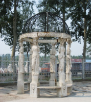 Pavillon circulaire de luxe de grande taille, style grec, en marbre blanc antique, avec sculptures, à vendre, pavillon de jardin en marbre