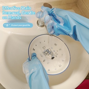 Gants en <span class=keywords><strong>silicone</strong></span> pour la vaisselle, très vendus à l'international, pour le nettoyage domestique, imperméables, épais et multifonctionnels - Product Image 2