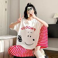Conjunto de Pijamas de 2 Piezas de Alta Calidad, Suaves y Cómodos, para Mujer, Manga Corta, Pantalones Largos, Ropa de Dormir Moderna para Mujer, para Usar en Casa o al Aire Libre