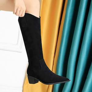 Chaussures en cuir pour femmes sur mesure, <span class=keywords><strong>bottes</strong></span> mi-mollet à lacets - Product Image 4