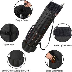 Échantillon gratuit : Sac de transport pour cannes à pêche, grande capacité 81L, résistant à l'eau, pour 6 cannes et moulinets, sac de pêche pliable - Product Image 3