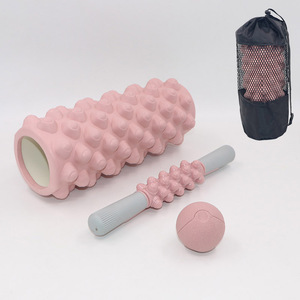Both <b>Massage</b> Roller <b>Set</b> EVA Foam Roller With Stick And Ball Mesh Bag For Yoga Pilates Fascia Relief Unisex Universal - Product Image 1