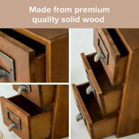 Mini organisateur de bureau à 3 tiroirs vintage personnalisé en gros Tiroir de rangement en forme de rectangle pour catalogue de cartes de pays et porte-étiquettes