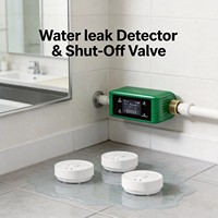 Nouvel arrivage : Système de protection contre les inondations, 3 capteurs de fuite détectant 0,01 GPM, contrôle à distance via application Wi-Fi, vanne d'arrêt automatique pour l'eau domestique