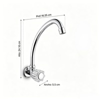 Robinet de cuisine moderne en alliage de zinc chromé, 1 poignée, rotation à 360 degrés, montage sur comptoir avec tuyau de sortie en acier inoxydable pour maison, appartement, centre commercial