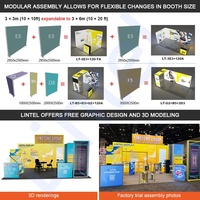 Stand d'exposition modulaire en aluminium sur mesure avec caisson lumineux LED sans cadre en tissu pour salon professionnel