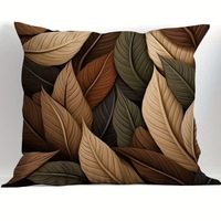 Housse de coussin décorative à motif feuille marron sculptée en relief pour chambre et salon 45x45cm