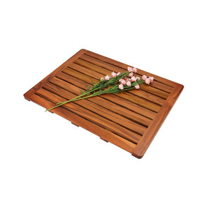 Teak Wood Bathroom <b>Mat</b> Rectangle Anti Slip Drain <b>Board</b> For Bathtub Shower Floor Minimalist Design - Product Image 4