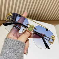 6007 Nouvelles Lunettes de Soleil Tête de Léopard Style Européen et Américain Unisexe Grand Visage Amincissant Luxe Tendance Influenceur