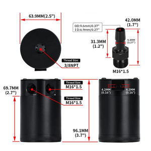 Universale nero compatto Racing sconcertato <span class=keywords><strong>2</strong></span>-Port olio Catch può serbatoio aria-olio separatore a due fori traspirante bollitore - Product Image 3