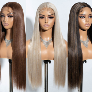 Perruque synthétique longue et droite FREEDOM pour lace front, dentelle transparente, pour femmes, 30 pouces, pour blond bleu, facile à porter, perruque de cosplay - Product Image 1