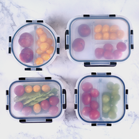 Récipients alimentaires en verre Offre Spéciale Boîte à lunch Récipients alimentaires en verre carrés et ronds multifonctions avec couvercles hermétiques