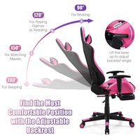 Chaise Gamer Ergonomique à Dossier Haut avec Points de Massage, Inclinable, Pivotante à 360°, Robuste, Réglable, avec Repose-Pieds