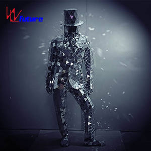 Abito <span class=keywords><strong>da</strong></span> <span class=keywords><strong>uomo</strong></span> adulto in argento rosso con cappello a cilindro Costume <span class=keywords><strong>da</strong></span> spettacolo di scena per ballerino di danza di Halloween Wear Popping Style - Product Image 4