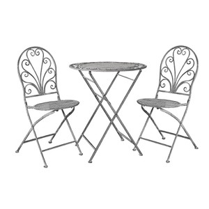 Wholesale Antique Vintage <strong>Grey</strong> Garden <strong>Set</strong> Round Table and Chair Furniture <strong>Bistro</strong> <strong>Set</strong> 3 Piece - Product Image 5