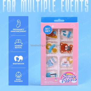 Decoración Comestible para Pastel de Revelación de Género, Ropa de Bebé Azul, Decoración de Azúcar, Decoraciones Comestibles de Glaseado Real para Fiesta de Baby Shower - Product Image 4