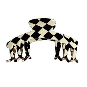 Pince à cheveux créative Y&Y 11 cm noire et blanche en forme de casquette de baseball avec pince en acétate, accessoire capillaire unisexe personnalisé en strass - Product Image 4