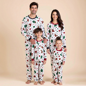 Hongbo 2025 diseñador personalizado acogedor algodón pijamas de Navidad gran oferta <span class=keywords><strong>familia</strong></span> juego trajes para niños bebé niños vocación Pijama - Product Image 1
