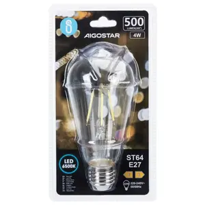 Ampoule LED à filament ST64 E27 4W, transparente, économe en énergie, lumière blanche, idéale pour la décoration et les ambiances - Product Image 2