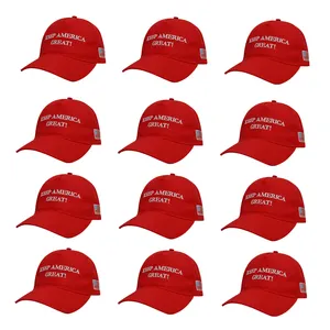 Topi penjaga Amerika, topi Baseball dengan bordir merah yang bisa disesuaikan, topi Amerika 2024, topi bisbol bendera Amerika