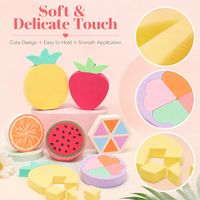Éponge de maquillage hydrophile en PU en forme de fruit mignon, sans latex, douce et rebondissante, utilisable à sec ou humide, logo personnalisé OEM