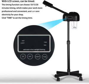 Máy xông mặt chuyên nghiệp màu đen, có bánh xe, tạo hơi nước nóng, tích hợp ozone, dùng cho chăm sóc da, spa và salon làm đẹp - Product Image 2