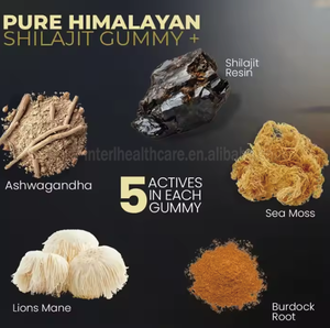 Ausreson OEM Halal Shilajit 4 en 1 Gummies Energy Immune Support Etiqueta privada Ashwagandha Shilajit Sea Moss Lions Mane Gummies - Product Image 3