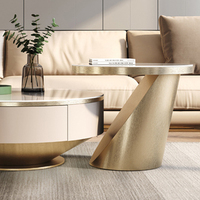 Ensemble table basse centrale ronde blanche en bois design moderne rangement de meubles de maison table basse de salon de luxe en ardoise marbrée