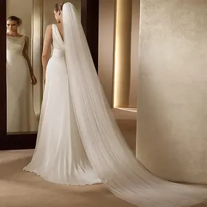 F190 bianco tre metri di lunghezza multistrato veli da sposa maglia grande trascinamento 2 strati velo da sposa avorio con pettine per capelli