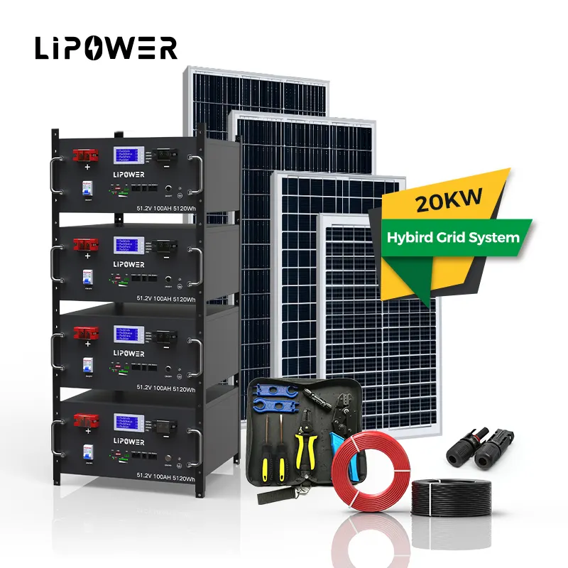 LIPOWER 550W Mono Solar panel 51,2 V 400Ah Lithium-Rack-Batterie 20kW Offgrid-Wechsel richter Home Solar Energy Systems
