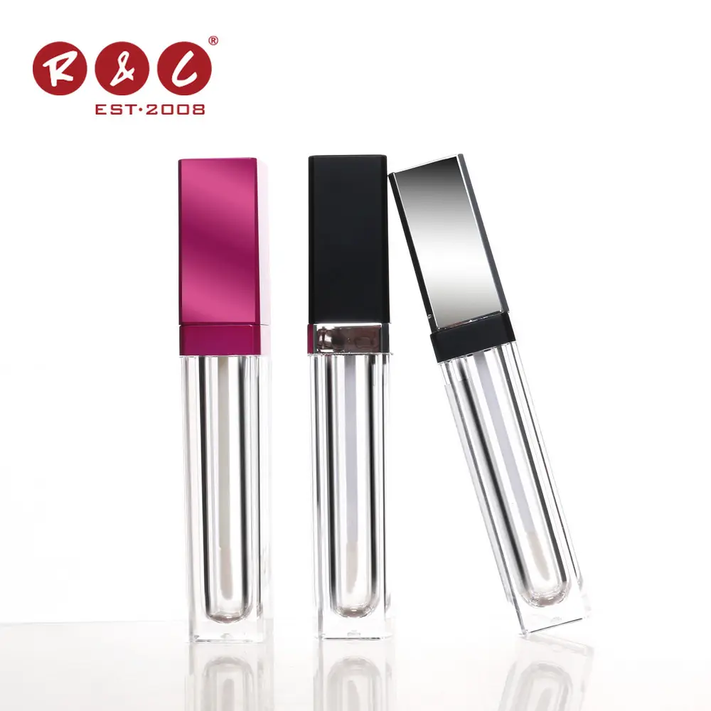 15ml 10ml 7ml 스퀘어 투명 립글로스 컨테이너 petg led 라이트 블랙 탑 빈 튜브 립 글로스 liptint 병