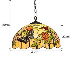 Lámpara Colgante Tiffany de 16'' con Diseño de Mariposa, Fabricada a Mano, con Iluminación LED, Material de Vidrio, para Decoración de Comedor y Dormitorio - Product Image 5