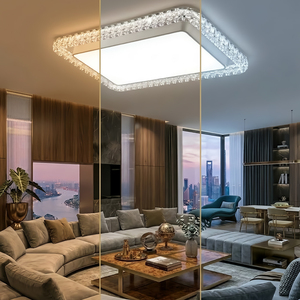 <span class=keywords><strong>Plafoniera</strong></span> <span class=keywords><strong>LED</strong></span> Premium con Bordo in Cristallo Geometrico, Lampada da <span class=keywords><strong>Soffitto</strong></span> Grande 1100mm per Illuminazione di Hotel, Lobby e Uffici - Product Image 2