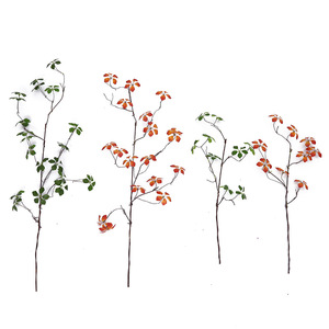 Branche artificielle de Pieris Japonica, fausse branche sèche pliable avec feuilles vertes <span class=keywords><strong>et</strong></span> rouges automnales pour vase au sol Wabi Sabi, décoration intérieure - Product Image 5