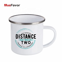 Tasse à café en émail personnalisée, 3 pièces, 6 oz/180ml, avec bordure en argent, vente en gros, fournitures d'usine, MEN6