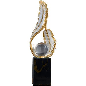 Ornamentos de Penas Banhados a Ouro, Luxo Leve de Alta Qualidade para Sala de Estar, Entrada, Escritório, Armário de Vinhos, Decoração de Ano Novo, Presente de Inauguração - Product Image 5