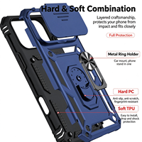 Coque de protection antichoc en PC mat avec fenêtre et anneau support pour iPhone 14/15/16/17 Pro Max