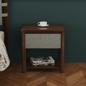 Modern Nightstand With <b>Drawer</b> <b>Walnut</b> Finish Set Of 2 For Bedroom Living Room - Product Image 3