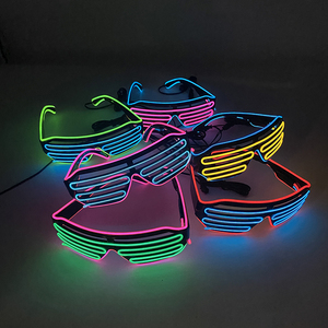 Gafas de neón Rave, gafas de sol LED, obturador intermitente de plástico, cable El para fiesta, disfraces de DJ, bolsa de noche Diwali, Light <span class=keywords><strong>Happy</strong></span> <span class=keywords><strong>Bar</strong></span> - Product Image 1