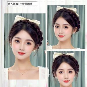 Diadema trenzada con peluca para mujer, estilo princesa, peinado recogido, efecto moldeador de rostro, aspecto natural, para cualquier forma de rostro, fibra resistente a altas temperaturas - Product Image 1