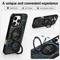 Coque de téléphone portable style Mecha avec impression UV, support magnétique métallique rotatif à 360°, anti-jaunissement, antichoc, logo personnalisé pour iPhone 18 17 16